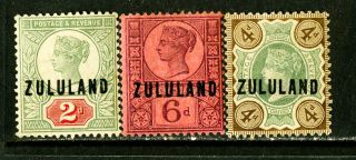 Zululand Stamps 3,  6,  8 Vf Og Lh Scott Value $113.  00