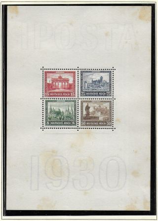 German Reich Stamps 1930 Mi Bloc 1 Mnh/ung F/vf High Value