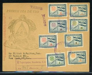 Honduras Postal History: Lot 112 1939 Reg Tarde Late Fdc Air Official $$$