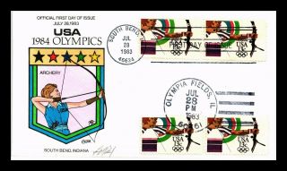 Us Covers Collins Hand Colored Cachet Olympics Archery Fdc