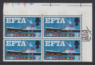 Gb Stamps 1967 Efta 9d Block Signed By The Artist Designer Personally