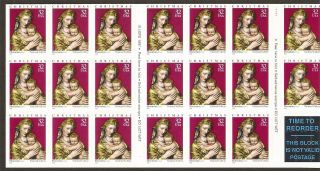 3244a - 32c Christmas Madonna - Unfolded Booklet Pane Of 20 - Mnh