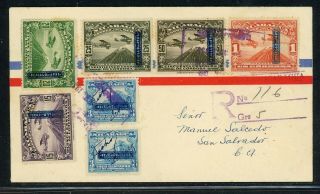 Nicaragua Postal History: Lot 300 1935 Reg Multifranked Managua - Salvador $$$