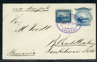 Nicaragua Postal History: Lot 296 1900 5c Momotombo Pse Granada - Germany $$$