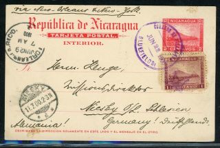 Nicaragua Postal History: Lot 293 1900 Uprated Pc Bluefields - Germany $$$$