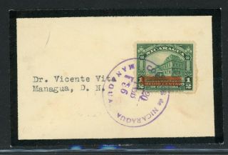 Nicaragua Postal History: Lot 291 1936 Miniature Morning Cover Managua (local)