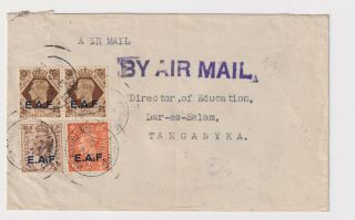 1946 Mogadishu Somalia Cover By Air Mail East African Forces Eaf Tanganyika