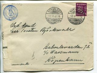 Finland Double Censor Cover To Denmark,  Nykarleby 3.  6.  1941