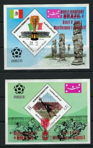 Yemen Soccer,  Football,  World Cup - 1970 Varieta Double Red Overprint