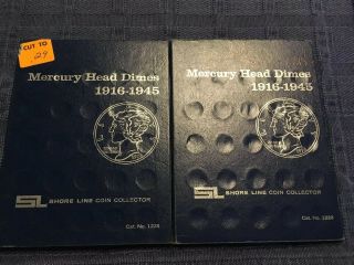 2 Rare / Shoreline Mercury Head Silver Dime Coin Folders 1916 - 1945