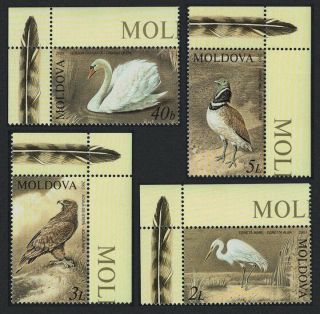 Moldova Swan Eagle Bustard Egret Birds 4v Corners Mnh Sg 477 - 480 Mi 481 - 484