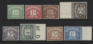 1914 ½d - 1/ - Postage Dues Royal Cypher Wmk U/mint Set Of Eight.  Sg D1 - 8