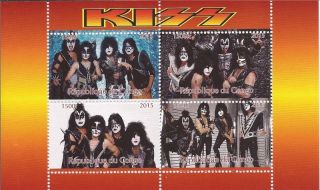 Congo 2015 Rock Legends Kiss 4 Stamp Sheet 3a - 492