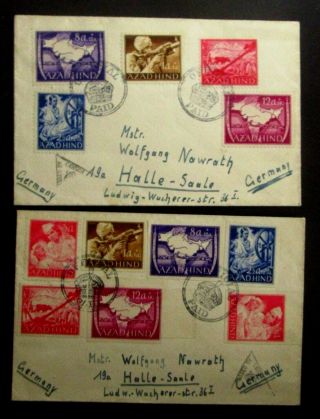 India Azad Hind 2 Covers With Stamps Set