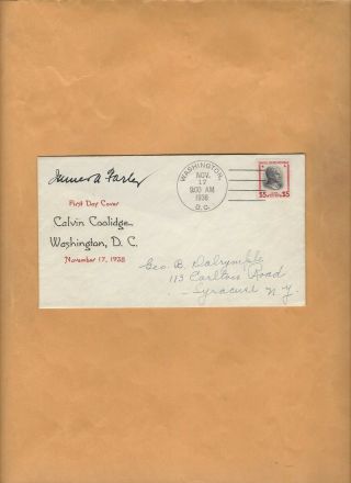 1938 Presidential 834 $5.  00 Nix Cachet With Signature By Farley