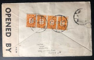 1940 Portsmouth England Censored Postage Due Cover To Shanghai China 3