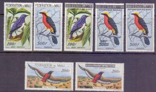 3/6.  Mali.  1960 Birds Set C2 - C4,  C5 - C8 Mnh,  Very Fine