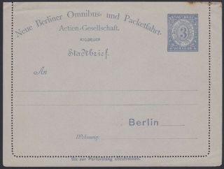 Germany,  1886.  Berlin Private Post Letter Card,