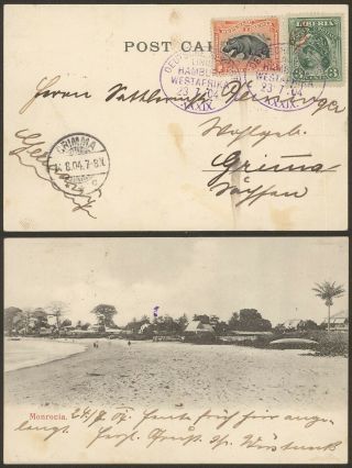 Liberia 1904 - Postcard To Grimma Germany - Paquebot 30583