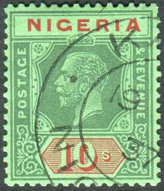 Nigeria - 1925 10/ - Green & Red/green Die Ii.  A Fine Example Sg 29
