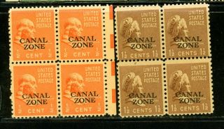 Canal Zone Scott 118,  119 - Mnh - Blocks Of 4 Stamps -
