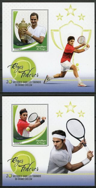 Congo 2018 Mnh Roger Federer 2x 1v S/s Tennis Sports Stamps