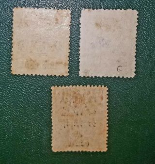 3 China 1897 Red revenue stamps Ovpt,  1C;2C;4C on 3C 3
