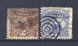 Us Stamps - 113 - 114 - - 2&3 Cent 1869 Pictorial Issues - Cv $96