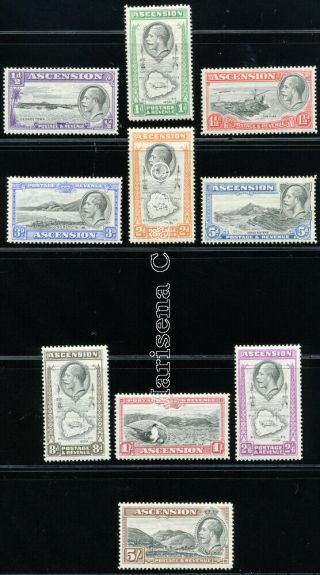 Ascension 1934 Sg 21 - 30 Sc 23 - 32 Og Mnh Scarce Complete Set 10 Stamp