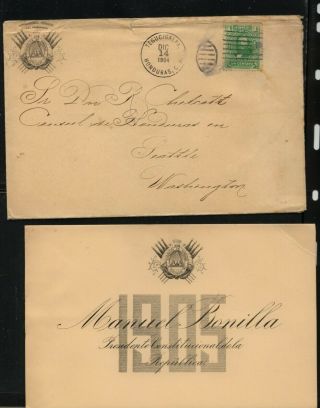Honduras Large Presidential Card 1905 With Cover Great Item Ms0310