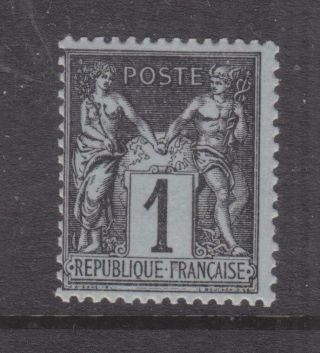 France,  1877 Peace & Commerce,  1c.  Black On Grey,  Lhm.