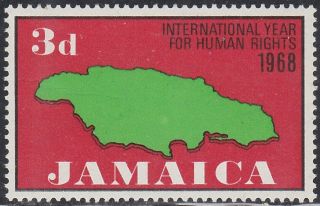 271a Jamaica Map & Human Rights Flame,  Flame Missing & Ppf Never Hinged