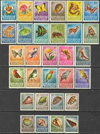 1961 - 4 Togo 461 - 72,  511 - 15,  C36 - 40,  & J56 - 63 Hinged Animal Series