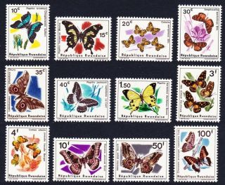 Rwanda Butterflies 12v Mnh Sg 112 - 123 Sc 114 - 125