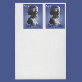 Bermuda 2003 $25 Queen Elizabeth Ii,  Express Postage Imperf Proof Pair