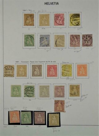 Switzerland Stamps 1867 - 1881 Good Selection On Page (a143)