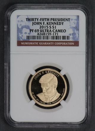 2015 - S $1 Presidential Dollar - John F.  Kennedy - Ngc Proof 69 Uc N340