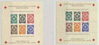Poland Dachau Dp Camp Red Cross Aid Sheets Perf,  Imperf 1945 Mnh