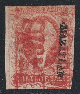 Mexico 4 District Mazatlan Red Cancel,  Scarce 4r Stamp