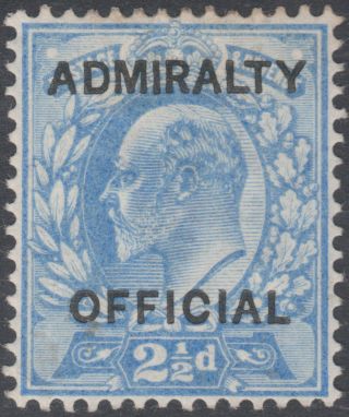 1903 Sgo105 21/2d Ultramarine Admiralty Official Type I Hinged