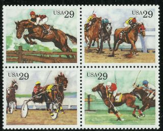 Scott 2756 - 59,  Sporting Horses,  1993 Issue,  Mnh Se - Tenant Block