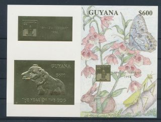 Lk64122 Guyana Imperf Fauna & Flora Butterflies Gold Foil Sheet Mnh