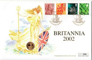 Great Britain 2002 Britannia 1/10th Ounce Gold Coin & Stamp Commemorative Set