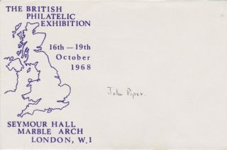 Gb Stamps 1968 Exhibition Envelope Signed By The Artist John Piper Personally