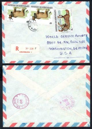 Burundi 597 (2),  599 On September 27,  1982 Airmail Registered Cover - Usa (ow95)