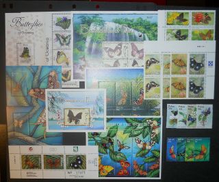 Pacific Trust Territories Butterflies 19 Diff Sets/sheets Nh Face Val $78.  82