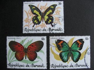 Burundi Butterflies Sc 613a,  615a,  615b Postally