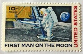 First Man On The Moon - Commemorative 10 Cent Stamp - 1969 Usps Mnh