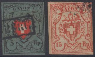 Switzerland 1850 - 52 Sc 7c & 13 Key Values Forgeries (cv$1,  800)
