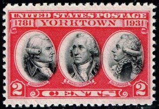Usa Stamp 703 – 1931 2c Yorktown Issue Black Color Shift Error Mnh